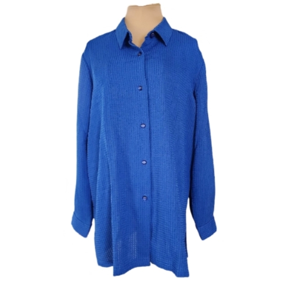 Susan Gail Collection Navy Blue‎ Button- up Blouse Women's 14 - Picture 1 of 7